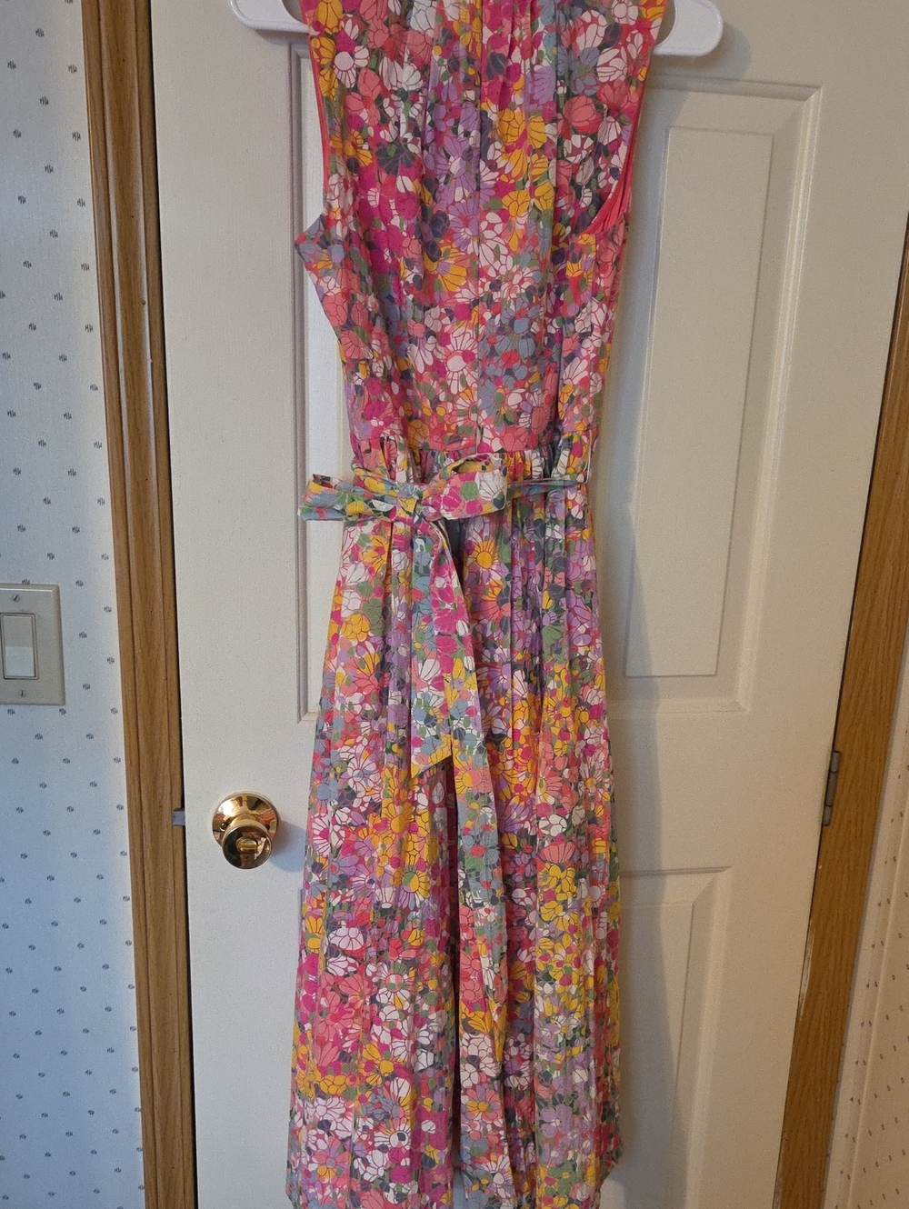 Kate Spade New York multi-color floral midi dress with a V-neckline